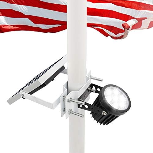 APONUO Solar Flag Light - Fits 1.4-3' Flag Poles, 2 Brightness Levels, Dusk to Dawn, IP65 Waterproof, Brightest for Outdoor Landscape, Patio (White)