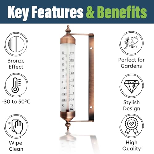 10 inches New Premium Steel Outdoor Thermometer