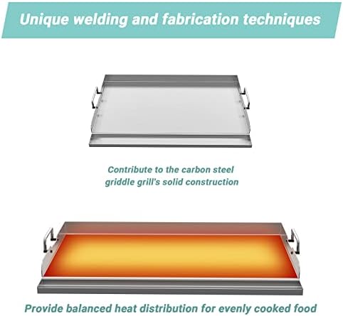 Skyflame Universal Stainless Steel Griddle Plate with Even Heating Bracing for BBQ Charcoal/Gas Grills, 23" x 16" Rectangular Hibachi Flat Top Griddle for Indoor/Outdoor Cooking