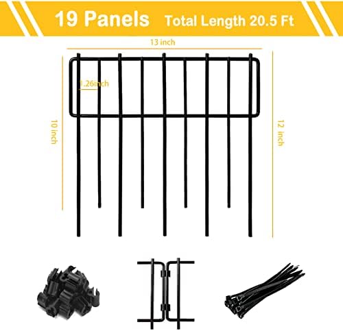 Animal Barrier Fence, 19 Pcs 12In(H) x 20.5Ft(L) Upgrade 1.26 in Gap Decorative Fences No Dig Fence for Rabbit and Dog, Rustproof Metal Wire Garden Fence Border for Garden Patio Landscaping