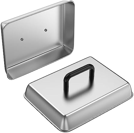 SafBbcue 2 Sets Flat top grill accessories 14" Rectangle Cheese Melting Basting Cover for Blackstone,Pitboss,Camp Chef Steamer Dome Pizza Oven/Wok Cover,Metal Plate Cover for Grill Cooking Accessories
