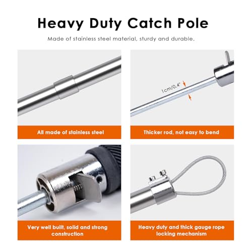 Dog Catcher Pole Animal Control Pole Stainless Steel Pig Holder Catcher Cat Catcher Pole Heavy Duty Catch Pole for Animals Cats Hogs Pigs and Small/Medium Dogs, Rod Length 30 inches