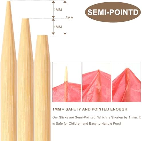 150 Pack Marshmallow Roasting Sticks, 30 Inch Smores Stick Extra Long for Fire Pit, 5mm Thick Bamboo Barbecue Skewers Outdoor for BBQ Kabob Grilling, Campfire, Hotdog, Plant Support