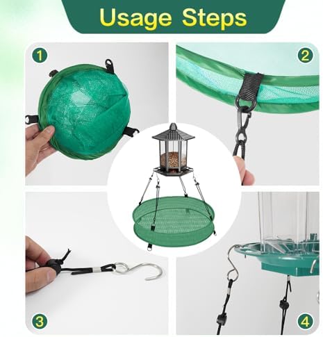 1-Pack Hanging Bird Seed Catcher Trays – 20" Diameter x 4" High, Green Spill Guard Platform for Bird Feeders, Outdoor Feeder Accessory