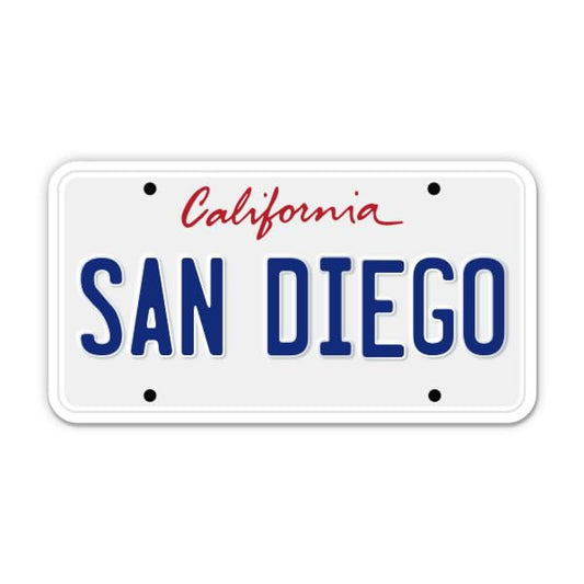 Squiddy San Diego California State License Plate Style - Vinyl Sticker Decal for Phone, Laptop, Water Bottle (3.5" Wide)