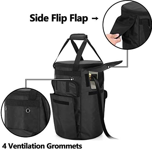 SAMDEW Propane Tank Cover, 20 lb Propane Gas Tank Bag with Side Flip Flap and Stable Tabletop Feature, 2 Storage Pockets, Ventilated with 4 Holes, Water & Wear Resistant, Black, Bag Only