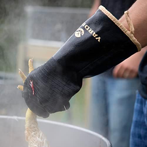 Yardbird 4077501101 Poultry Processing Scalding Gloves 100% Waterproof, Heat Resistant, Textured Neoprene Material, Extra Long Cuffs Protect Forearm, 1 Pair, Black