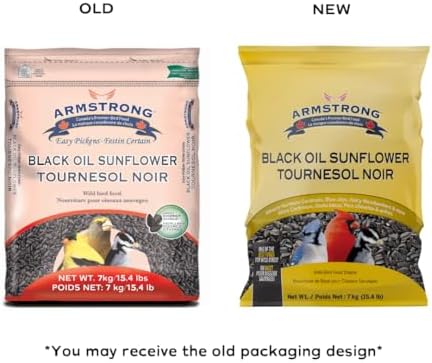Armstrong Wild Bird Food Black Oil Sunflower Bird Seed, 15.4 Pounds - for Northern Cardinals, Blue Jays and Hairy Woodpeckers - Ideal for Outside Feeders
