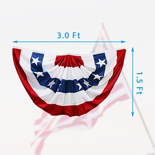 American Flag Bunting for Outside,4th of July Flags Outdoor, USA Pleated Fan Flag 1.5x3 FT,Patriotic Decor Bunting Banner,Fourth of July Yard Decorations,Red White and Blue Decor for Outside (10 Pack)