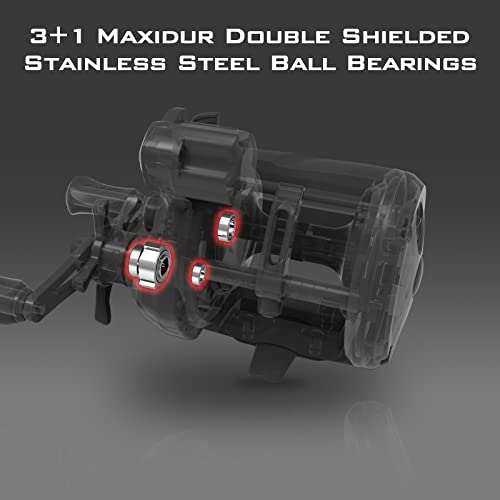 KastKing ReKon Line Counter Trolling Fishing Reel, Round Baitcasting Reels, Left Handed, Size 10