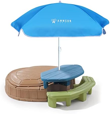 AMMSUN 5ft Seaside Beach Umbrella for Sand and Water Table - Kids Durable Umbrellas for children Beach Camping Garden Outdoor Play Shade