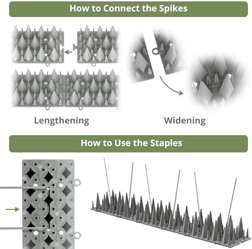 20 Pack Bird Spikes Deterrent - 20ft Pigeon Deterrent for Balcony. 3200 Spikes to Keep Birds Away. Bird Spikes for Outside to Keep Birds Away & Deter Barn Swallows from Nesting, Squirrel Deterrent