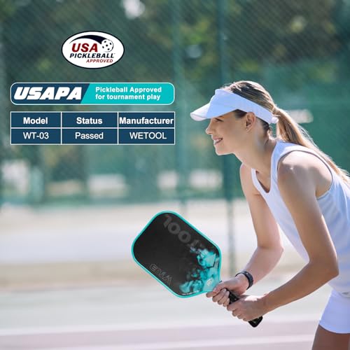 WETOOL Pickleball Paddles Set of 2/4, USAPA Approved, Foam Moulding 5.5" Elongated Handle, Textured Surface, Lightweight, 16mm Fiberglass Pickle Ball Rackets 2 Pack for Beginners