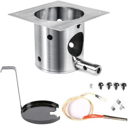 QuliMetal 304 Stainless Steel Fire Burn Pot and Hot Rod Ignitor Kit Replacement Parts for Traeger and Pit Boss Pellet Grill Burner, Fire Pot Accessories with Ash Remover, Screws and Fuse