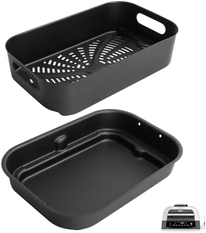 Grill Cooking Pot and Combo Crisper Basket for Ninja Foodi FG551/DG551 Smart XL Indoor Grill Accessories,Non-Stick Air Frying Basket & Griddle Pan Replacement for Ninja DG651