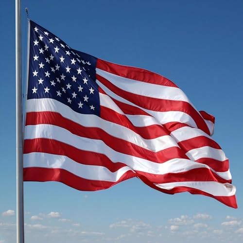American Flags 3x5 FT for Outside, USA Flag Outdoor Heavy Duty with Embroidered Stars Swen Stripes Brass Grommets Made of Longest Lasting Waterproof & Tear Proof Oxford Polyester