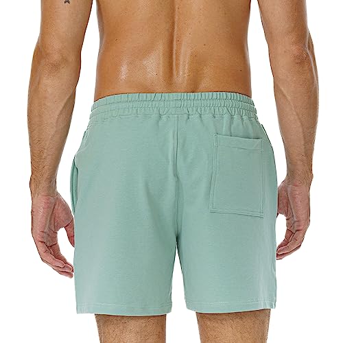 AIMPACT Mens Workout Sweat Shorts 5 Inch Cotton Casual Fitness Mens Athletic Gym Shorts with Pockets Blue