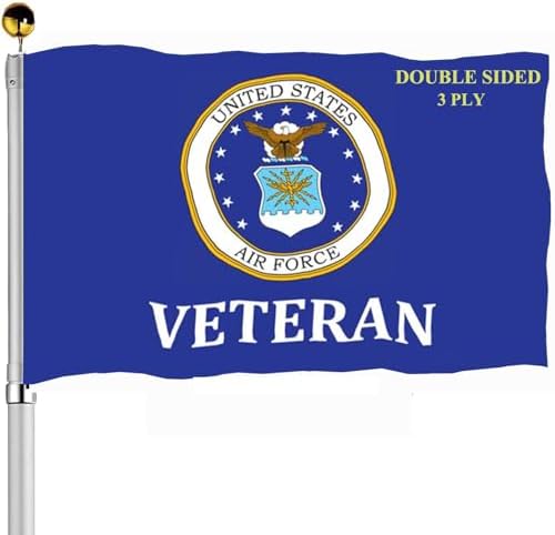 Air Force Emblem Veteran Flags 3x5 Outdoor Double Sided- Military Flag 3 Ply Heavy Duty with 2 Brass Grommets for Outside Oudoor