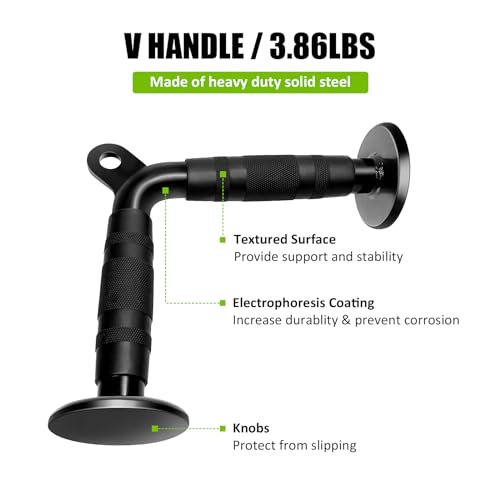 DYNASQUARE Cable Attachments for Home Gym, Made of Heavy Duty Solid Steel, LAT Pulldown Attachment, Weight Machine Accessories, Straight Pull Down Bar, Tricep Rope, Exercise & Double D Handle