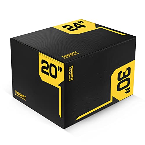 ToughFit Plyo Box - 3 in 1 Foam Plyometric Box - Jump Box for MMA, Crossfit - Adjustment Height Plyometric Jump Box for Home Gym - PVC Cover Platform & High-Density Workout Box (Small - 20"x18"x16")