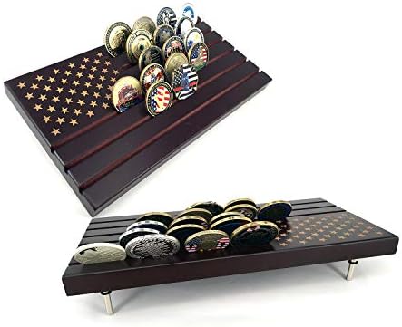 American Flag 6 Rows Challenge Coin Display Holder Military Coin Stand (Large)