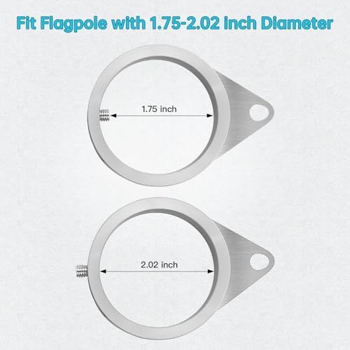 Anovo Flag Pole Rings, Flagpole Rings Aluminum Alloy 360° Rotating Anti Wrap Flag Mounting Spinning Ring Clips for 1.75-2.02 Inch Diameter Flagpole (2 Inch -Pack of 2, Matte Silver)