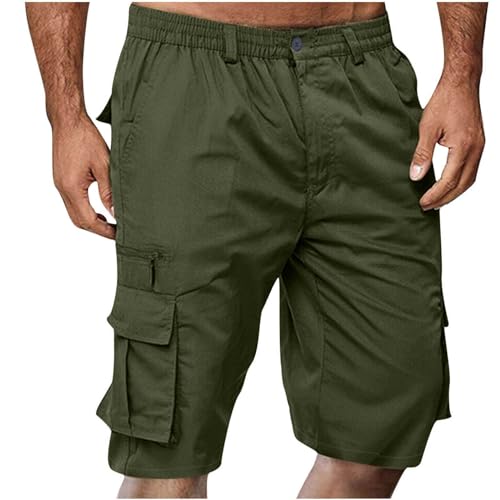 APIVOE Cargo Shorts for Men Summer Elastic Waist Shorts Lightweight Work Long Shorts Big and Tall Cargo Shorts with Pockets