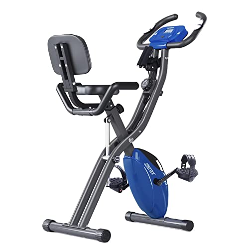Merax Foldable Exercise Bike for Seniors, 4 in 1 Magnetic Stationary Bike for Home with 16-Level Resistance, Fitness X-Bike Upright Indoor Cycling Bike for Home Workout 350LB Capacity