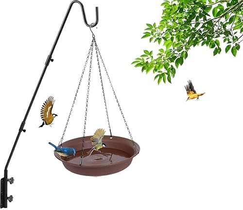 Hanging Bird Bath, Hanging Bird Water Feeder for Outdoors, Feeder Bowl, 2 Pack Birdbath Tray Accessories for Outside, Plastic Birdbaths Tray for Garden Patio Decoration (16", Chocolate)