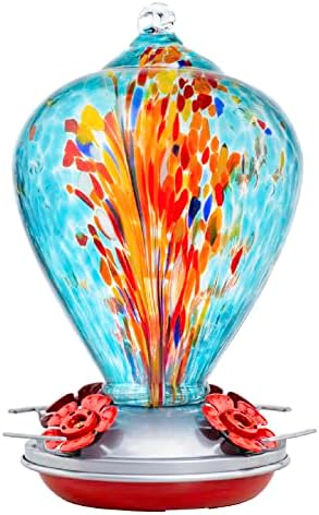 Muse Garden Hummingbird Feeders for Outdoors Hanging, Blown Glass Hummingbird Feeder Gifts for Women, Garden Decor Backyard Decor, Unique Gardening Gifts for Older Women, 34OZ, Comet