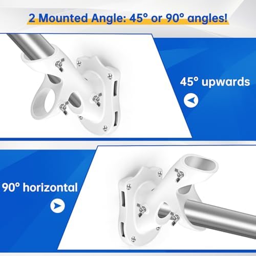 Anovo Flag Pole Kit- Stainless Steel 5 FT Flag Poles with1 Inch Metal 360° Rotating Flag Pole Rings Clip, Two-Position Flag Pole Holder Brackets Mounting for Outside House Outdoor Porch(5 FT - White)