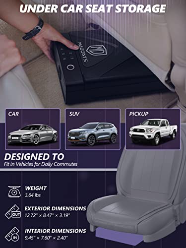 MD MADOATS Car Gun Safe, Portable Biometric Safes for Pistols with Cable, Fingerprint & Keypad & Key Access Handgun Lock Box for Vehicle Travel Home (Metal Logo)