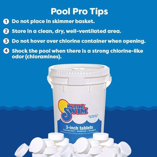 In The Swim 3 Inch Stabilized Chlorine Tablets for Sanitizing Swimming Pools - Individually Wrapped, Slow Dissolving - 90% Available Chlorine - Tri-Chlor - 50 Pounds