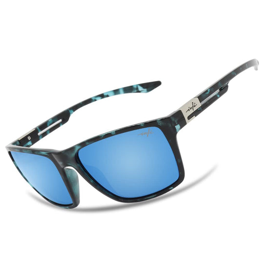 INFI Fishing Polarized Sunglasses for Men Driving Running Golf Sports Glasses Square UV Protection Designer Style Unisex (Shiny Blue Leopard/Ice Blue Lens)