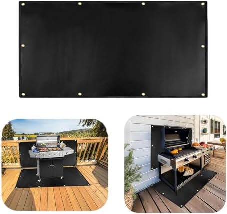 48x30'' Grill Mats for Outdoor Grill, Fireproof Heat Shield for Grill, Protecting Deck Railing Wall from Grill Heat and Oil Stain,Prevent Fence and Wall from Being Blackened by BBQ Smoke.