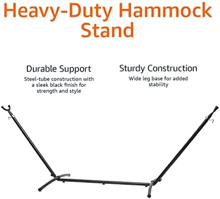Amazon Basics 2 Person Heavy Duty Hammock Stand for Outside, Includes Portable Carrying Case, 9 foot, Black