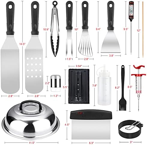 Griddle Accessories Kit, 121 Pcs Griddle Grill Tools Set for Blackstone and Camp Chef, Professional Grill BBQ Spatula Set with Basting Cover, Spatula, Scraper, Bottle, Tongs, Egg Ring
