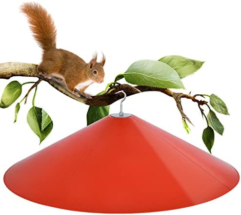 24-inch Large Squirrel Proof Bird Feeders for Outside Hanging, Outdoor Squirrel Baffles for Bird Feeders Pole, Red Color