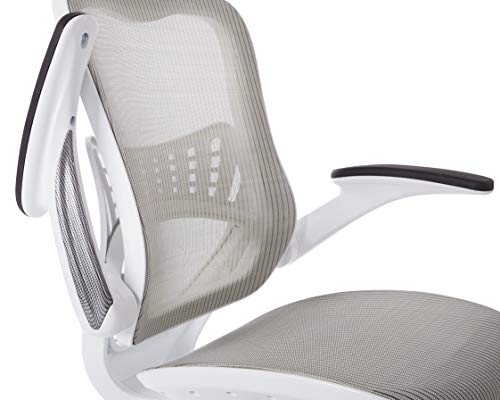 Office Star Ventilated Manager's Office Desk Chair with Breathable Mesh Seat and Back, White Base, White