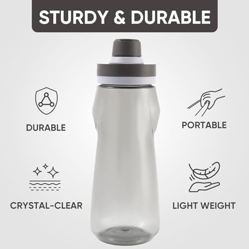 Kerilyn 32oz Water Bottle, Wide Mouth Plastic Water Bottles Chug Lid Sports Water Bottle, Double Walled Reusable Water Bottle With Handle, Leakproof Bottles for Travel, Fitness, Men, Women, Black