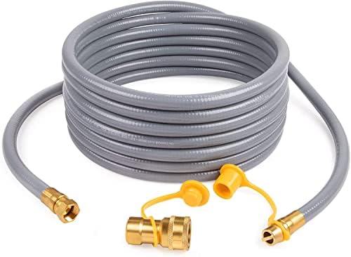 GASPRO 24 Feet 3/8" ID Natural Gas Hose, Low Pressure LPG Hose with Quick Connect, for Weber, Char-broil, Pizza Oven, Patio Heater and More