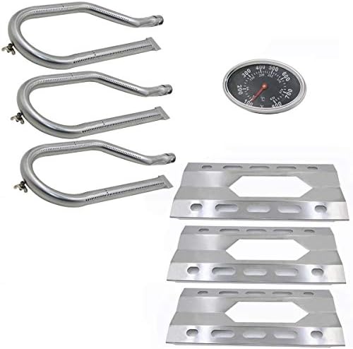 Hisencn Repair Parts for Costco Kirkland 720-0108, Nexgrill 720-0011, 720-0047-U Gas Grills, Replacement Stainless Steel Burner Tube, Heat Plate Tent, Temp Gauge Heat Indicator 22551, NGB1, NGSHP3