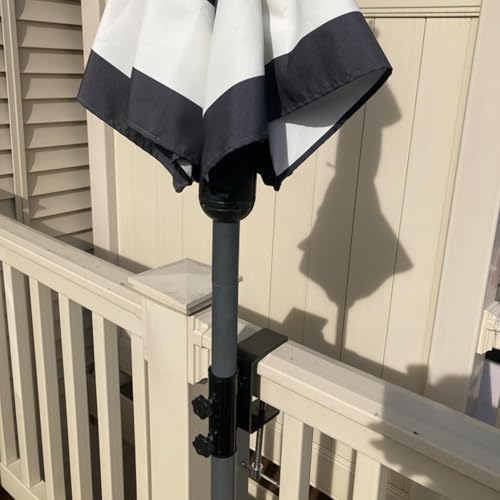 AMMSUN Heavy Duty Upgraded Patio Umbrella Clamp Clip Steel Umbrella Stand Holder Fit Square Balcony Railings Mount Attaches to Railsor Fence Post Railing Bleachers Benches Tailgates Outdoor, 2.62 lbs