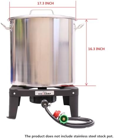 Propane Burner for Outdoor Cooking, 120,000 BTU Single 7" Round Burner, 16" Square Steel Cooktop！SA1730