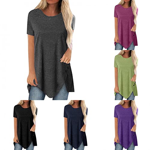 Aniywn Women's Plus Size Sweatshirt Tops Ladies Baggy Short/Long Sleeve Thin Solid/Printing Pullover Blouse T Shirts