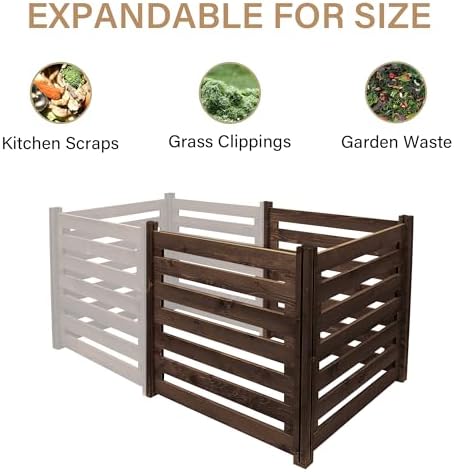 Air Conditioner Fence Wood Composter Bin 3 Panels 48 "L x 48 "W x 36 "H Privacy Screens Fence Panels for Outside，Outdoor Trash Can Pool Equipment Enclosure Panels，Brown