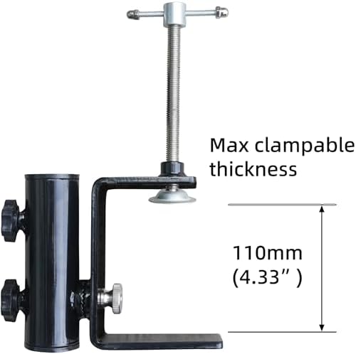AMMSUN Heavy Duty Upgraded Patio Umbrella Clamp Clip Steel Umbrella Stand Holder Fit Square Balcony Railings Mount Attaches to Railsor Fence Post Railing Bleachers Benches Tailgates Outdoor, 2.62 lbs