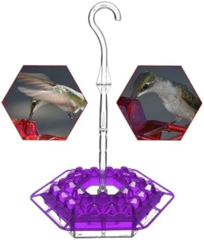 Ant & Bee-Proof Hummingbird Feeder with 30 Feeding Ports - 11oz Easy-Clean Outdoor Hanging Feeder, Includes Perch & Cleaning Brush for Window and Backyard Decoration (1, Purple)