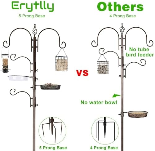 ERYTLLY Bird Feeding Station Kit Bird Feeder Pole Wild Bird Feeder Hanging Kit Planter Hanger Multi Feeder Hanging with Metal Suet Feeder Bird Bath for Attracting Wild Birds