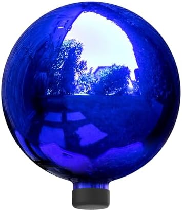 Alpine Corporation 10" Diameter Indoor Outdoor Glass Gazing Globe Festive Yard Decor, Blue